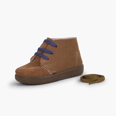 Bottes en suède avec coutures de couleurs pour Enfants Taupe