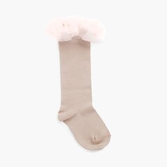 Chaussettes hautes unies avec bande de tulle Pierre