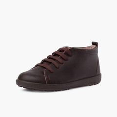 Chaussures en cuir type bottines à lacets Marron