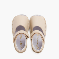 Sandales Avarcas bébé cuir Bande adhérente  Beige