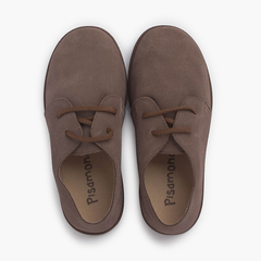 Chaussures à lacets en suède avec semelle caramel Taupe