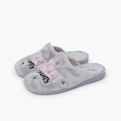 Chaussons sabots message Gris