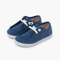 Chaussures bateau wallaby semelle fine lacets élastiques  Bleu Marine