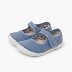 Chaussures babies barefoot bride à scratch Bleu