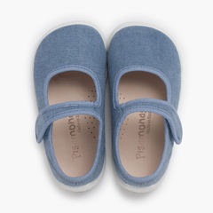 Chaussures babies barefoot bride à scratch Bleu