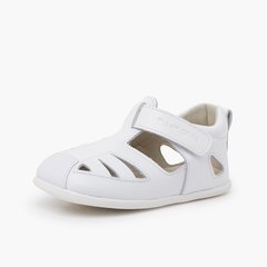 Sandale cuir souple semelle fine Blanc