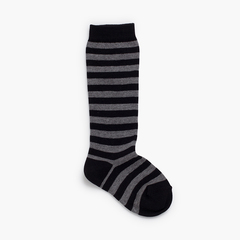 Chaussettes hautes rayures bicolores Noir