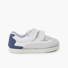 Baskets souples minimalistes talon coloré Bleu denim