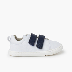 Baskets barefoot bandes scratch interchangeables Blanc et Bleu Marine