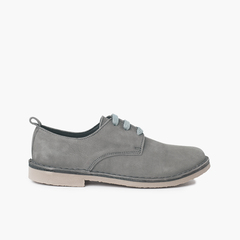 Blucher cuir nubuck ciré Gris