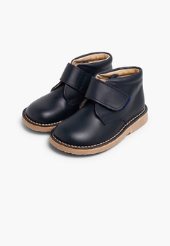 Chukka Boots en Cuir pour l’école avec Fermeture à scratch Bleu Marine